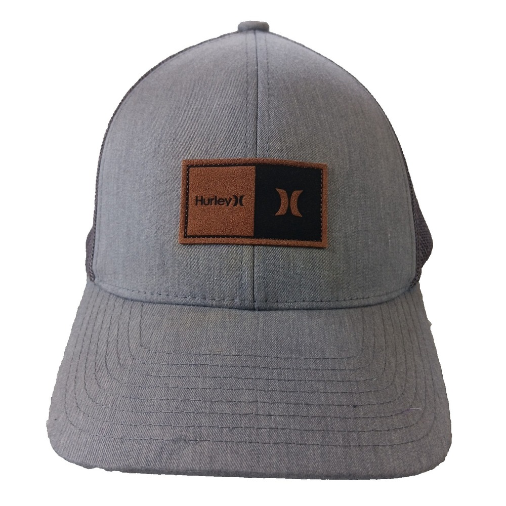 Hurley Men's Trucker Hat Fairway Leather Logo Patch Snapback‎ Cap